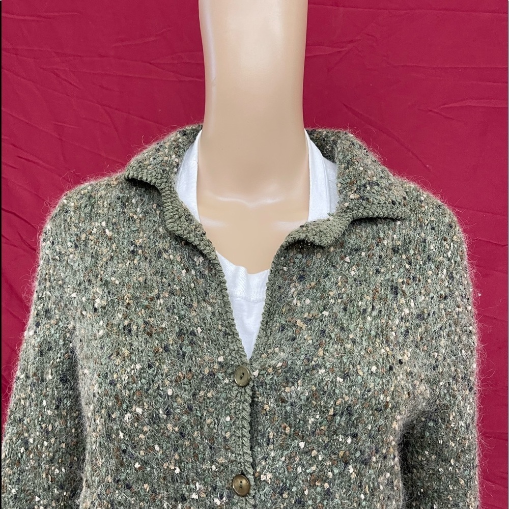 Christopher & Banks Hand Crochet Mohair Wool Blend Cardigan Size Medium - Picture 2 of 5